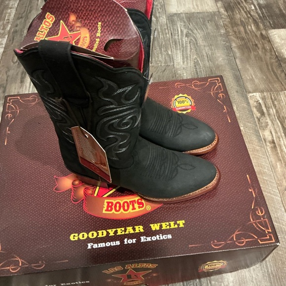 NWT Los Altos Black Leather Western Boots Size 6 - Picture 2 of 16